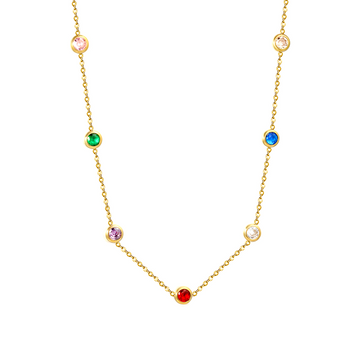 Vibrant Multi-Stone Gold Plated Necklace