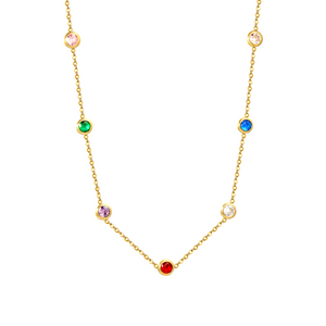 Vibrant Multi-Stone Gold Plated Necklace