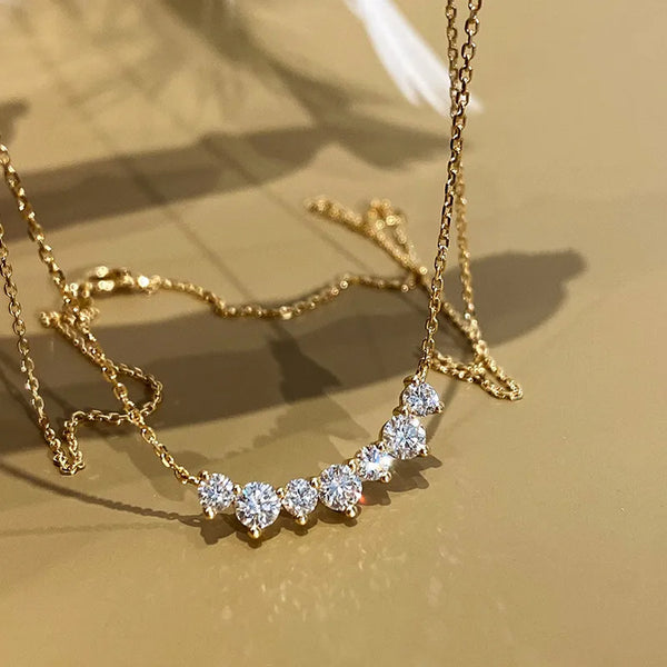 Dainty Waterproof Crystal Cluster 925 Silver Necklace
