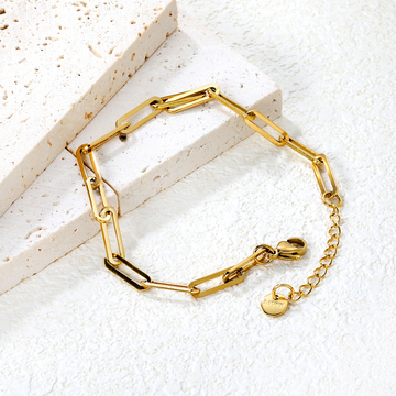 Waterproof Long Flat Chain Gold Plated Bracelet