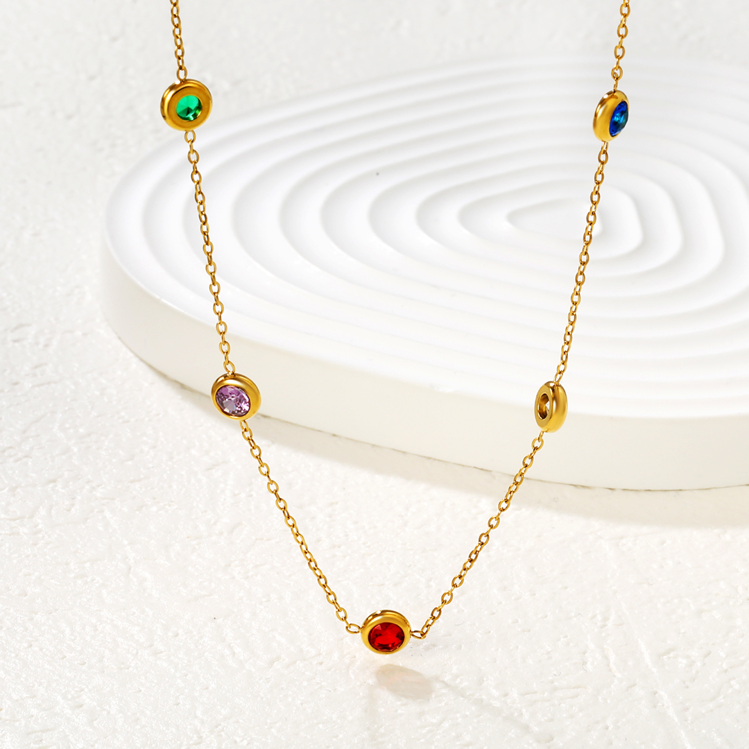 Vibrant Multi-Stone Gold Plated Necklace