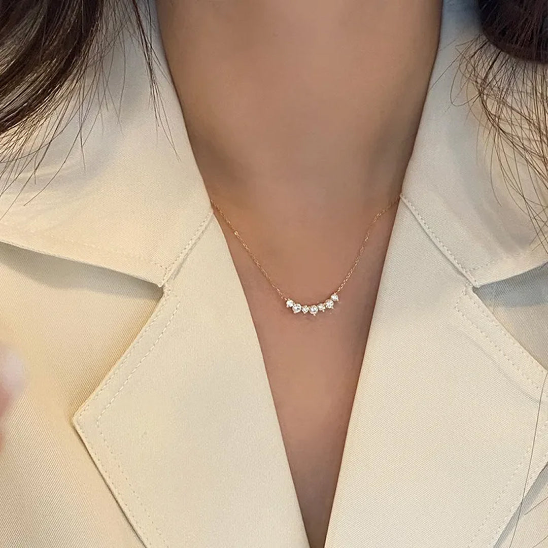 Dainty Waterproof Crystal Cluster 925 Silver Necklace