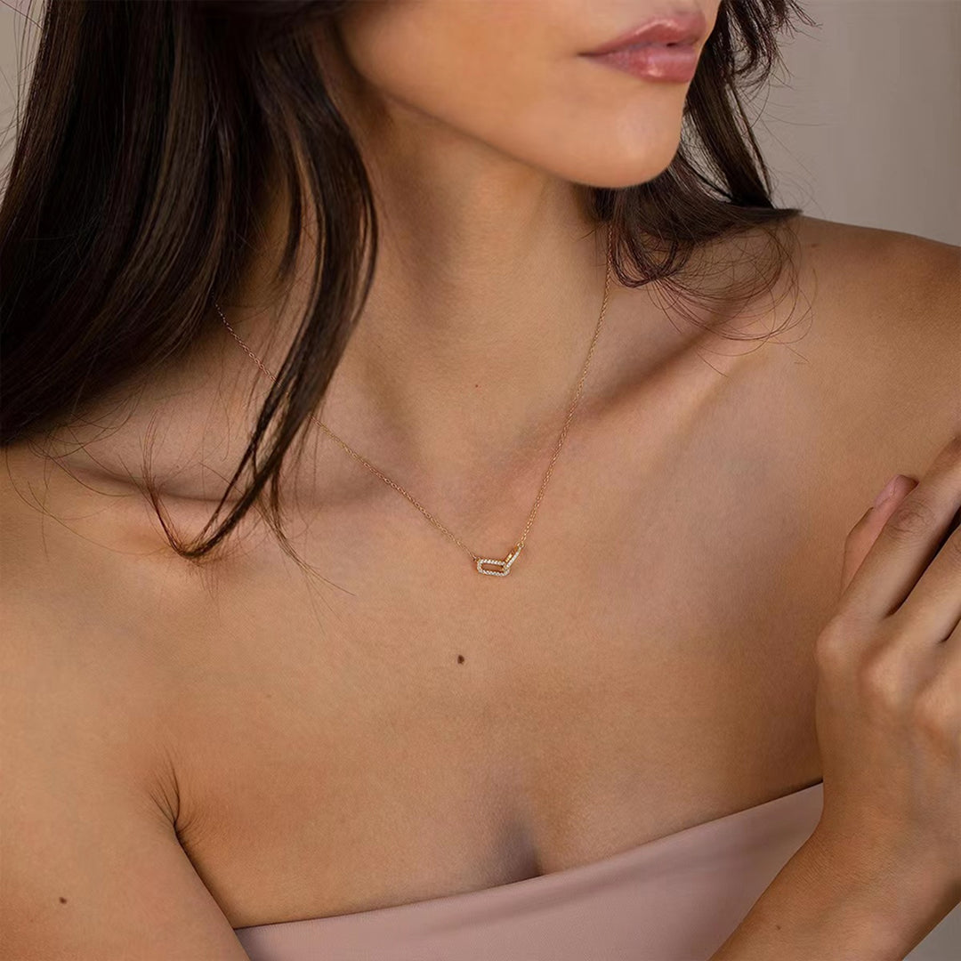 Oval Link Crystal Necklace